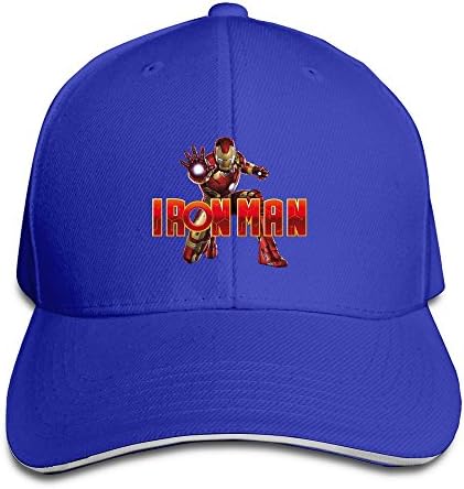 FLYL Iron Man Classic Image Unisex Washed Twill Sandwich Bill Cap Adjustable Peaked Baseball CapRoyalBlue