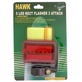 5-LED BICYCLE TAIL-LIGHT FLASHER W/ STRAP/CLIP RED