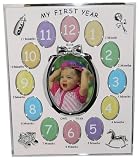 Pink Colour ' My First Year ' Photo Frame Baby Girls First Birthday Christening Gift - Holds 13 photos