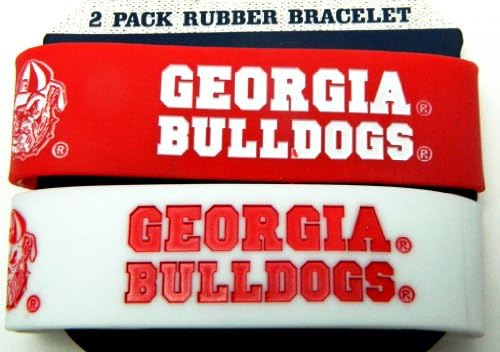 Georgia Bulldogs Ncaa Football Silicone Rubber Wrist Bands Bracelets Set of 2