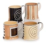 HuesNBrews Creme Brulee 14 Ounce Tankard Mug, 4 Pack