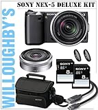 Sony Nex-5 Two Lens Bundle Deluxe kit includes Sony Alpha Nex-5 Camera + So ....