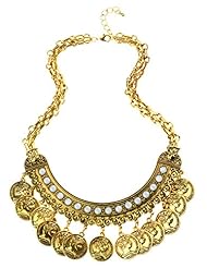 Jewelry: Ginasy Womens Alloy Resin Coin Pendant Tassel Necklace-Gold - Ginasy