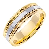 14K Two Tone Gold comfort fit Flat Surface Contemporary Women's Wedding Band
