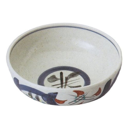 ボール　益子赤丸紋　5.0鉢　白　煮物鉢　陶器　美濃焼　業務用食器