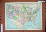 Antique Maps 1875 United States America Florida Mexico