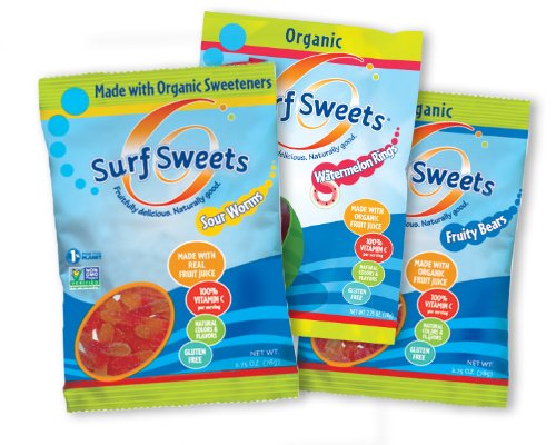 Surf Sweets Vegan Variety Pack, 2.75 Ounce (Pack of 12 - 4 Each of Sour Worms, Watermelon Rings and Fruity Bears)
