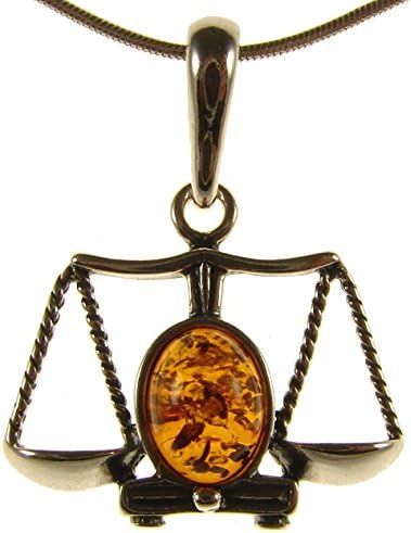 BALTIC AMBER AND STERLING SILVER 925 LIBRA PENDANT NECKLACE JEWELLERY JEWELRY WITH inch 14"/35cm, 16"/40cm, 18"/45cm, 20"/50cm, 22"/55cm, 24"/60cm, 26"/65cm, 28"/70cm, 30"/75cm, 32"/80cm, 34"/85cm 1mm THICK STERLING SILVER 925 STAMPED ITALIAN DESIGNER SNAKE LINK STYLE CHAIN WITH LOBSTER CLAW CLASP