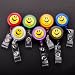 (Price for 7 Pcs)Retractable Translucent Smile Face ID Card Reel, With Metal Slide Belt Clip
