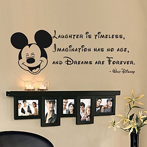 Laughter is timeless Imagination has no age Dreams are forever – Disney Tinklebell Kids Wall Quote Decal(White, 8″h x22″w)