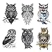 Owl Temporary Tattoos Large Temporary Tattoo Half Arm Tattoo Sleeves Stickers Shoulder Body Art for Men Women Teens-6 Sheets