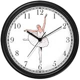 White Ballerina - Ballet Dancer No.1 - Wall Clock by WatchBuddy Timepieces (Hunter Green Frame)