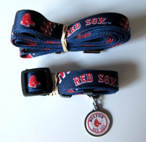 Boston Red Sox Pet Accessories Set - Large (6' Leash, Collar, and ID Tag)