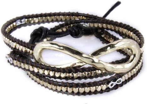 4030823 Infinity Leather Wrap Bracelet Eternity Symbol Bead Beaded Style Fashion