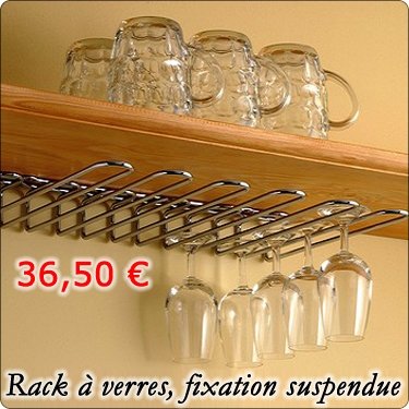 Image of Paderno World Cuisine Chromed Steel Glass Rack, Ceiling Mounted