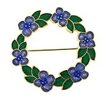 Hand enameled and gold plated forget-me-not flower pin or brooch