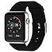 JETech Replacement Band for Apple Watch 42mm Series 1 2 3 with Leather Strap and Metal Clasp (Black)