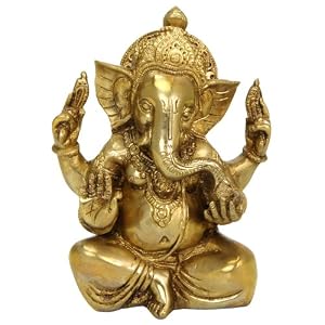 Seated Brass Ganesh Statue