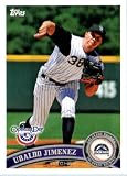 2011 Topps Opening Day Baseball Card #145 Ubaldo Jimenez - Colorado Rockies - MLB Trading Card&Acirc;&nbsp; In A Protective Screwdown Display Case!