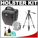 Aktiv Pak AP5 All-Weather Digital SLR Camera Holster Case w/ Rain Cover (Black) with Tripod + Cleaning Kit for Nikon D3000, D3100, D5000, D7000, D90, D300s, D3, D3s, D3x