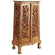 Handmade Asian Furniture - 50" Vintage Roses Storage Cabinet / End Table - Natural Finish