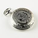 New Mens Stainless Steel Pattern Case White Dial Antique Style Pocket Watch with Chain