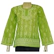 Cotton Shirts Womens Long Sleeve Top Blouse Chikan Embroidery Size M (ctop389)