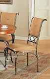 Set of 2 Distressed Brown Metal & Microfiber Dining Chairs