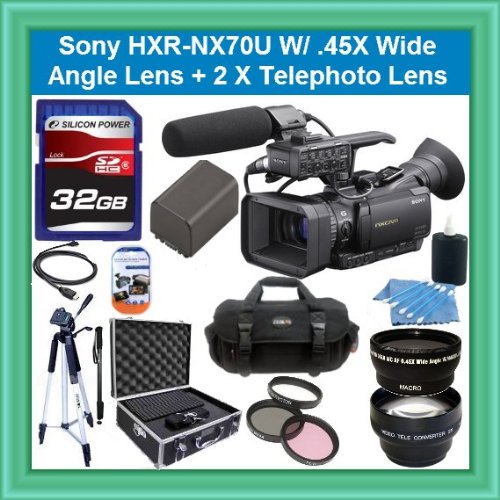 Sony HXR-NX70U NXCAM Compact Camcorder with 96GB Flash Memory Starter Package Includes NPFV100 Battery, 32GB SDHC Memory Card +.45x Wide Angle Lens + 2 X Telephoto + 72 Sony HXR-NX70U NXCAM Compact Camcorder with 96GB Flash Memory Starter Package Includes NPFV100 Battery, 32GB SDHC Memory Card +.45x Wide Angle Lens + 2 X Telephoto + 72
