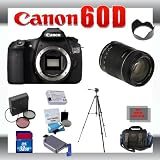Canon EOS 60D 18 MP Digital DSLR Camera with Canon 18-135mm Lens for Canon Digital SLR Cameras + Wide Angle Lens with Macro Extension + Telephoto Digital Conversion Lens + 32GB Memory Card + SD Memory Card Reader + Li-Ion Replacement Battery Pack + Deluxe Cleaning Kit + Carrying Case + Tripod + LCD Protectors + Cleaning Cloth Deluxe Kit + 3 Piece Lens Filter Kit