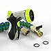 The Hose Co Expanding Garden Hose Kit Green, Blue Double Latex KinkProof Long-Lasting 50 ft Hose, Copper Fittings, 8 Function Nozzle & Bonus Wall Hook