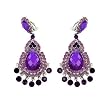 Silvertone Purple Rhinestone Chandelier Dangle Clip-On Earrings Fashion Jewelry