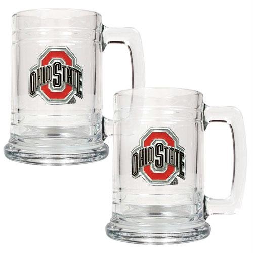 NCAA Ohio State Buckeyes Two Piece 15-Ounce Glass Tankard Set