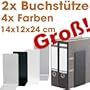 2x Gro�e Buchst�tzen Schwarz aus Metall, 14 x 12 x 24 cm f�r Ordner Registraturst�tzen, Schwarz