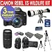 19 Piece Super Zoom Kit with Canon EOS Rebel XS 1000D Black SLR 10.1 MP Digital Camera with Canon EF-S 18-55mm IS Lens + Canon 75-300mm Telephoto Zoom Lens + Rokinon 650-1300mm Lens with 2X Converter (=1300-2600mm) Zoom Lens + 8 GB Memory Card + Multi-Coated 3 Piece Filter Kit + Extra High Capacity Li-Ion Battery + Back Pack Case + 57