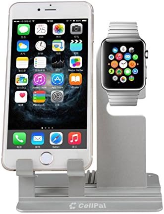 Apple Watch Stand,Cellpal Premium Aluminum Charging Dock Station Cradle Holder for Apple Watch&iphone -- Support Your Apple Watch Night Stand Mode and Iphone Ipad with Different perspectives (Silver)