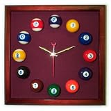 12in Square Billiard Clock Cherry & Wine Mali Felt