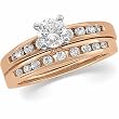 14K Rose Gold Diamond Wedding Set - 0.80 Ct.