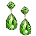 Heirloom Finds Pear and Cushion Cut Green Crystal Dangle Earrings Gold Tone