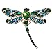 EVER FAITH Dragonfly Gold-Tone Teardrop Brooch Pin Green Austrian Crystal