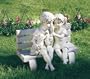 Little Children & Puppy Sharing A Bench