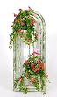 House of Silk Flowers Distressed Green/White Window Planter with Artificial Mini Pink Roses