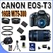 Canon EOS Rebel T3 12.2 MP CMOS Digital SLR with Canon 18-55mm IS II Lens and Canon 75-300 Lens (Black) +58mm 2x Telephoto lens + 58mm Wide Angle Lens (4 Lens Kit!!!) W/16GB SDHC Memory +2 Extra Batteries+2 UV Filters+Case+Accessory Kit