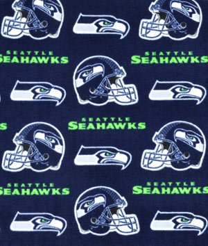 NFL Seattle Seahawks Polyester Fleece Fabric, College Navy & Wolf Gray - Sold By the Yard