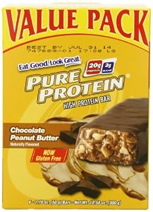 Pure Protein Chocolate Peanut Butter Value Pack Bars,  6 bars, (50g bars)