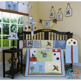 Boutique Brand New GEENNY Baby Boy Aviator 13PCS CRIB BEDDING SET