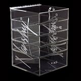 Acrylic Makeup Organizer - Prestige Cosmetic and Jewellery Storage Box with 4 Drawers and Hinged Open Top Compartment