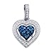 Blue Aqua Diamond Heart Pendant 10k White Gold Charm (1/5 Carat)