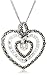 Sterling Silver Marcasite & Cubic Zirconia Triple Heart Pendant, 18"