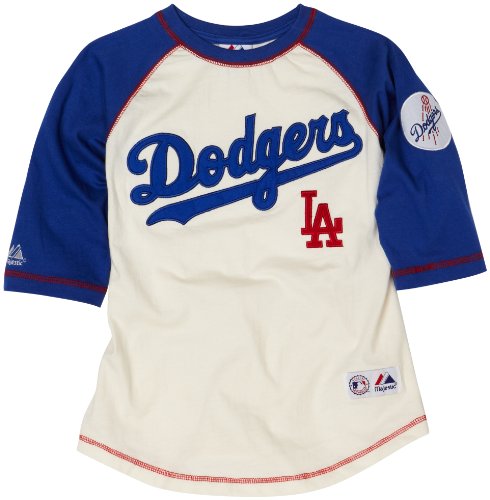 MLB Boys' Los Angeles Dodgers 3/4 Sleeve Raglan Tee (Royal, 10/12)